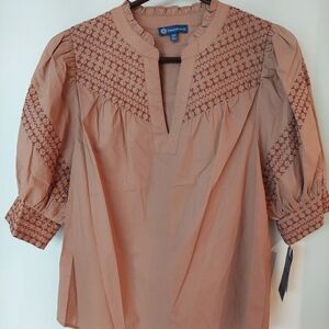 Democracy Embroidered Puff Sleeve Top XS